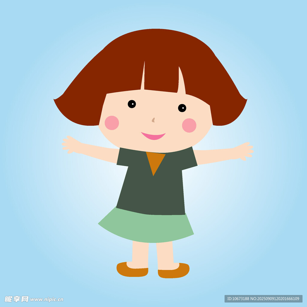 可愛小女孩張開雙臂