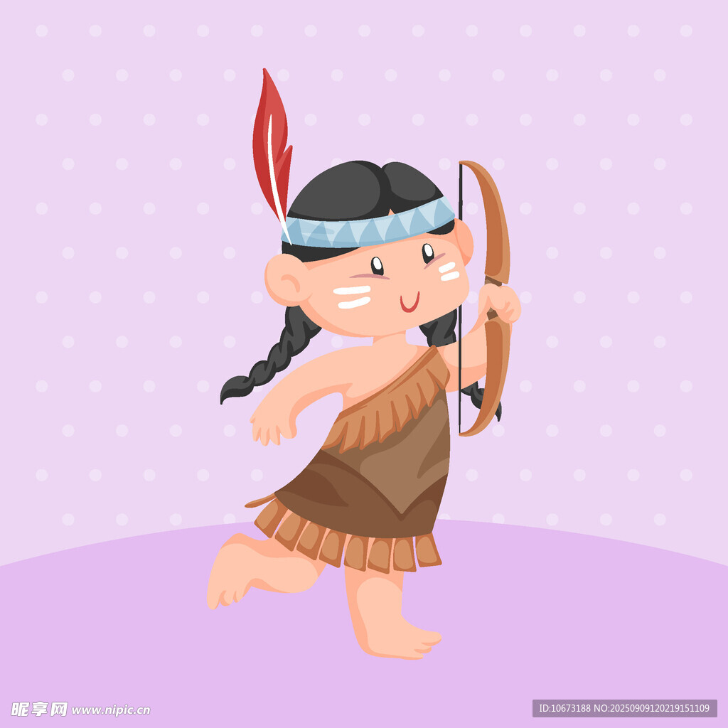 印第安少女持弓箭準備射擊