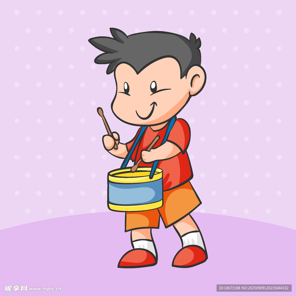 小男孩開心打鼓