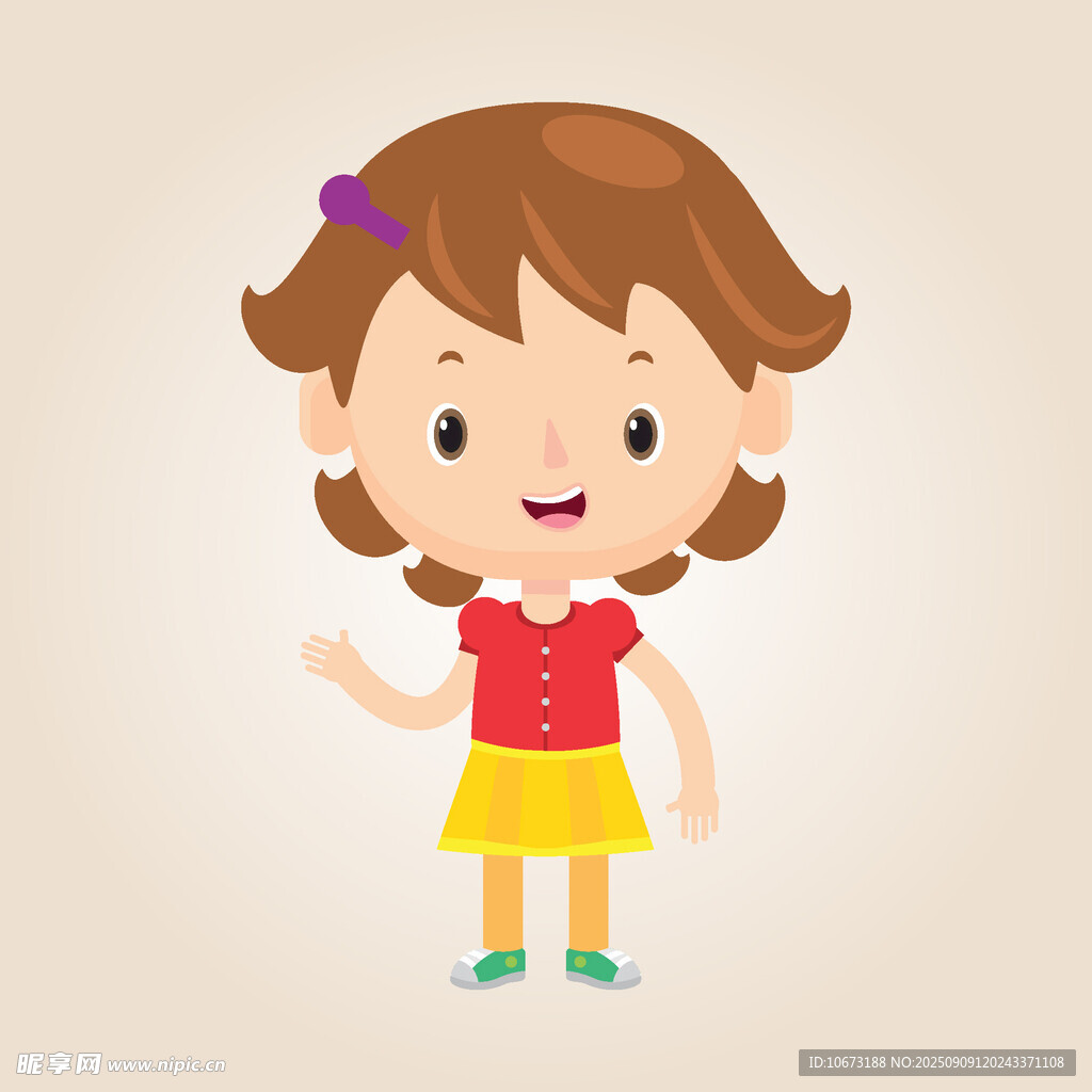 可愛紅衣小女孩揮手