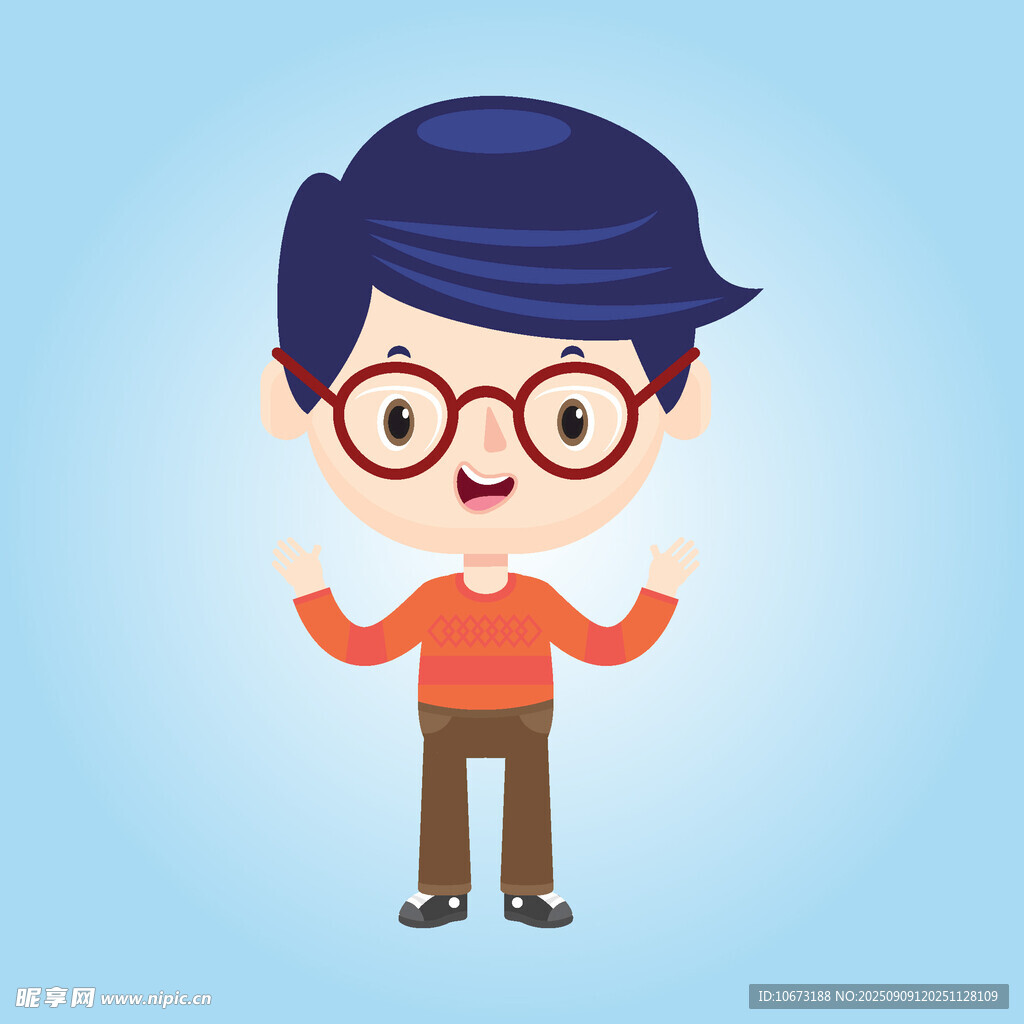 戴眼鏡的開心小男孩