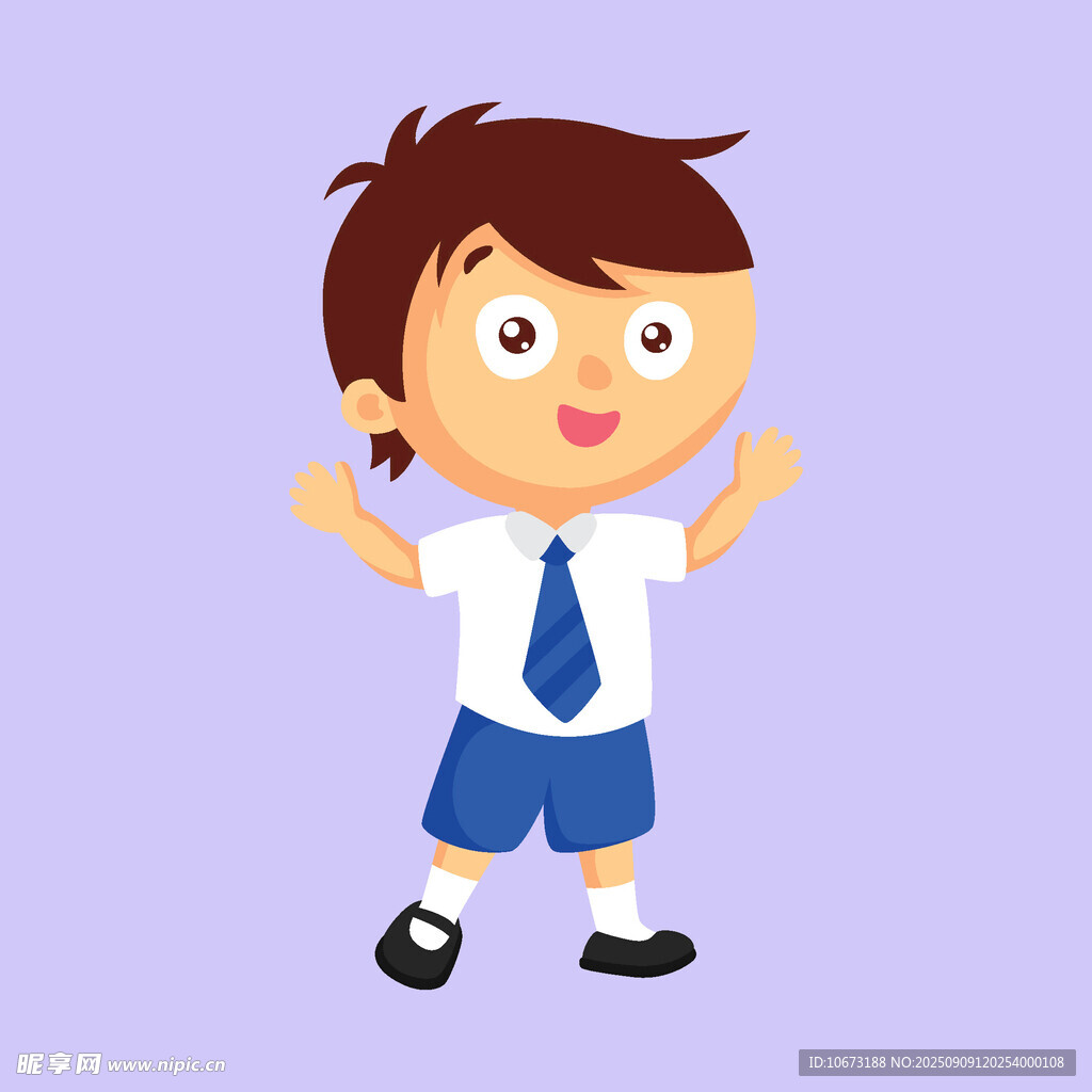 穿校服開心的小男孩