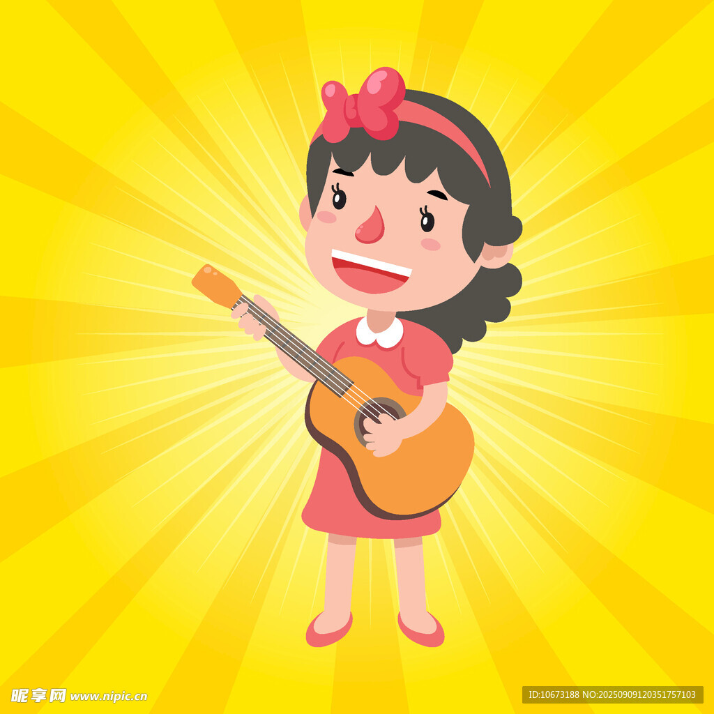 彈吉他的可愛小女孩
