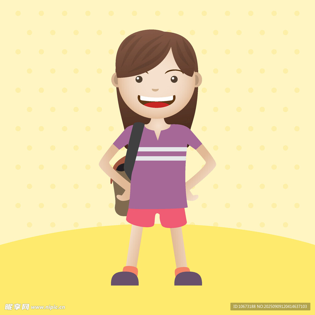 背著書(shū)包的快樂(lè)小女孩
