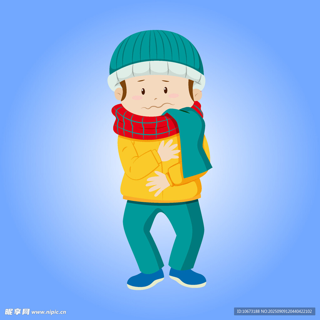 冬日保暖的可愛卡通小孩