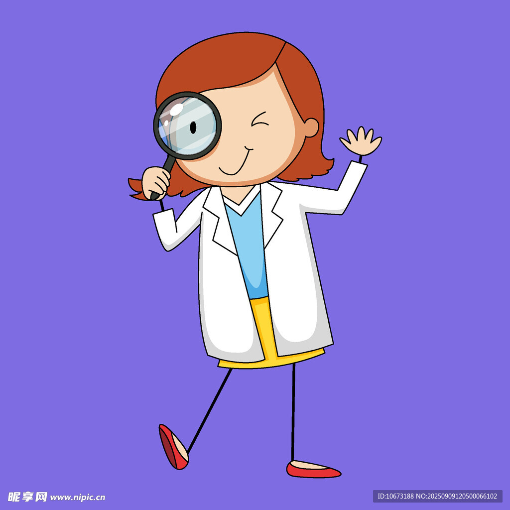 女科學(xué)家手持放大鏡觀察