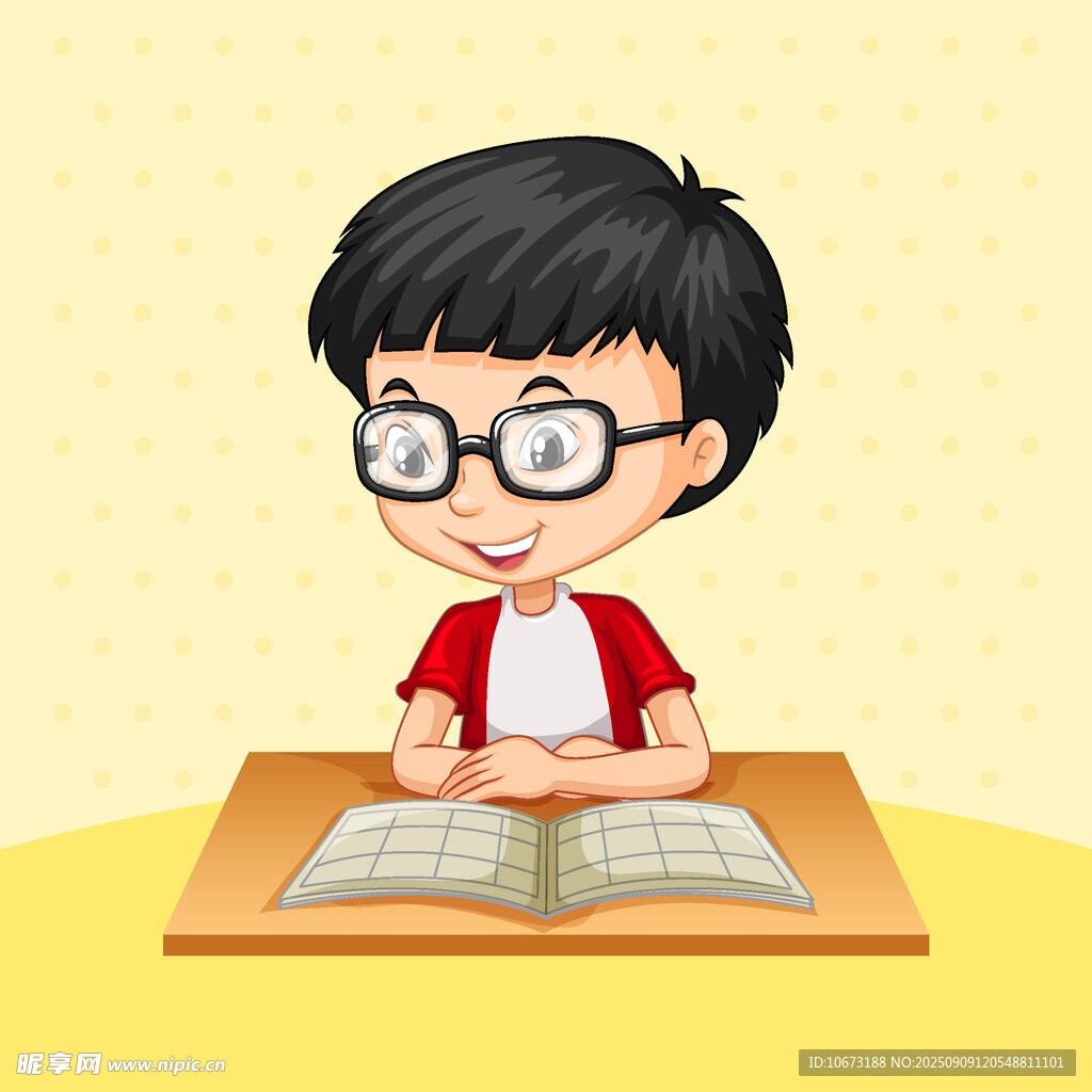 男孩專注閱讀