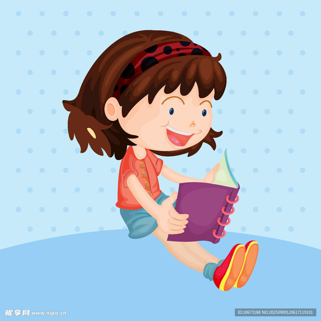 小女孩開心閱讀書籍