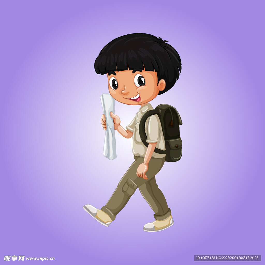背著書(shū)包上學(xué)的小男孩