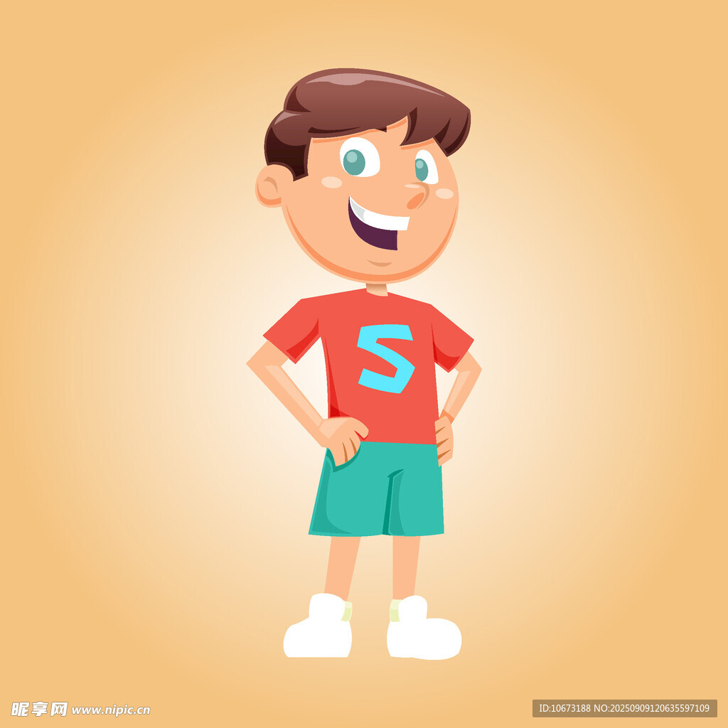 穿5號衣的開心小男孩