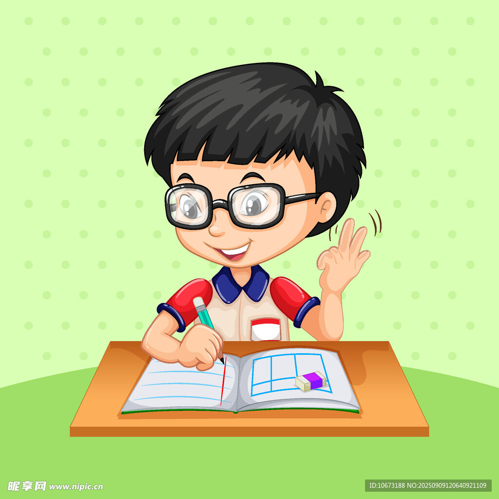 男孩專注于桌上的繪畫