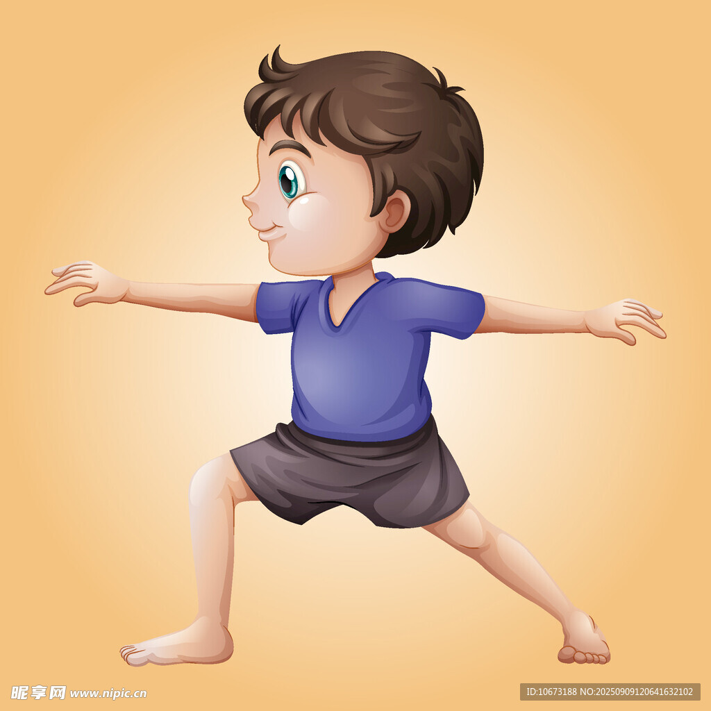 小男孩做瑜伽伸展動(dòng)作