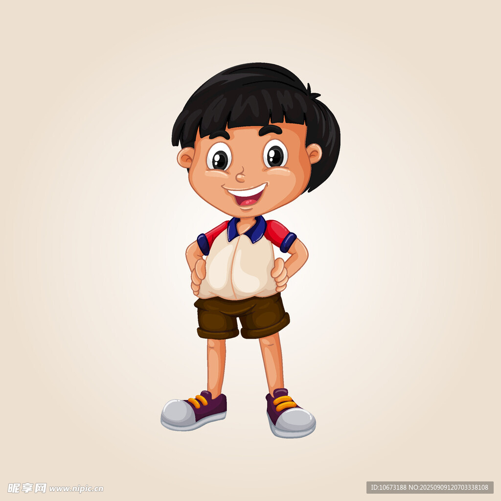 可愛小男孩自信站立