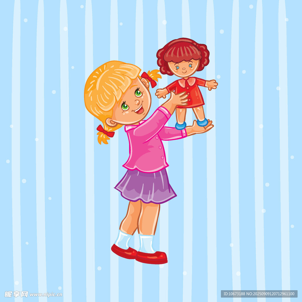 小女孩高舉可愛玩偶