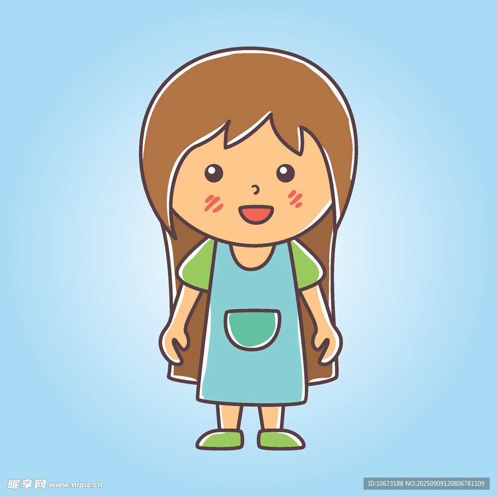 可愛小女孩穿圍裙形象