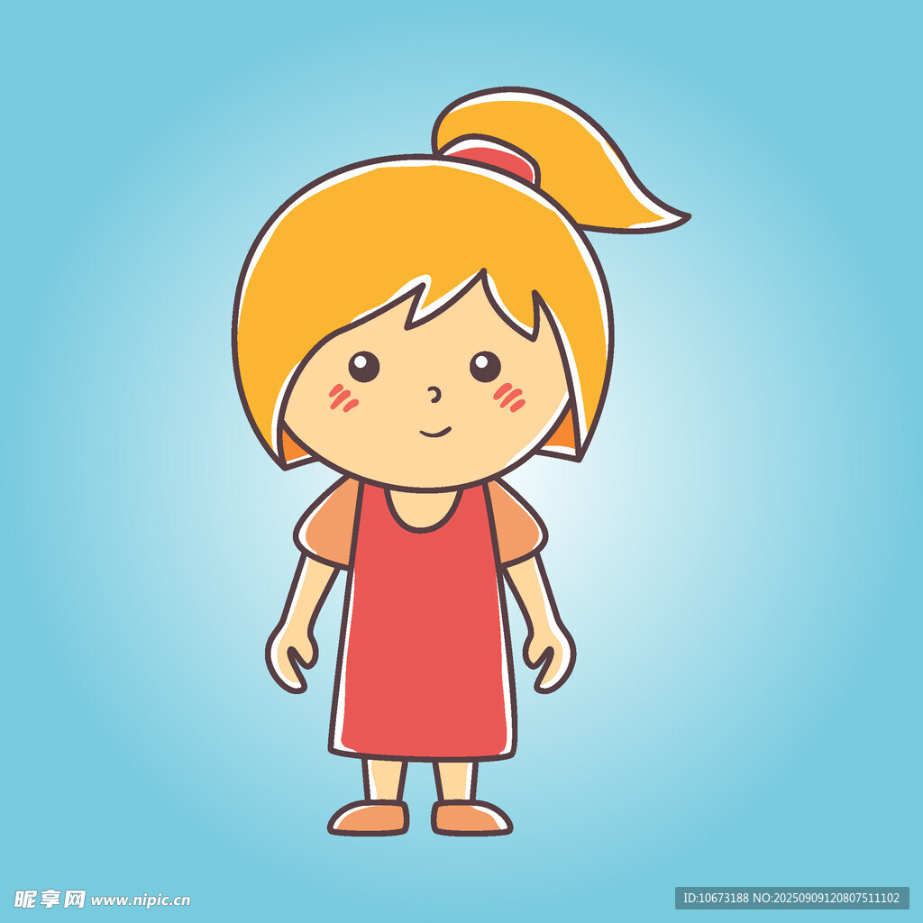 穿紅裙的扎馬尾小女孩
