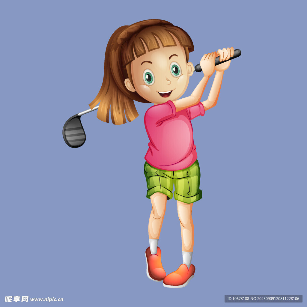 小女孩揮桿打高爾夫
