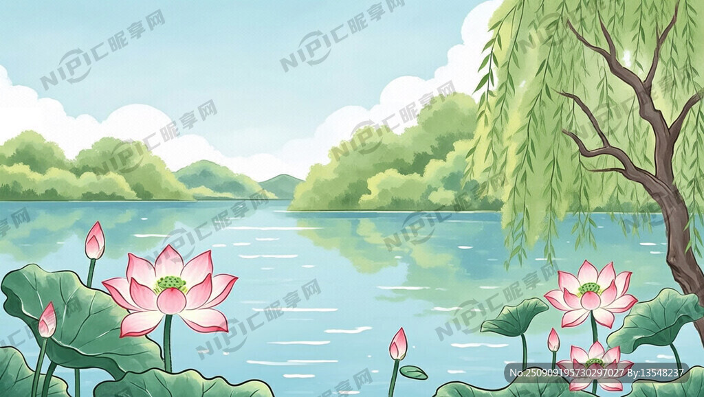 荷花        柳樹   