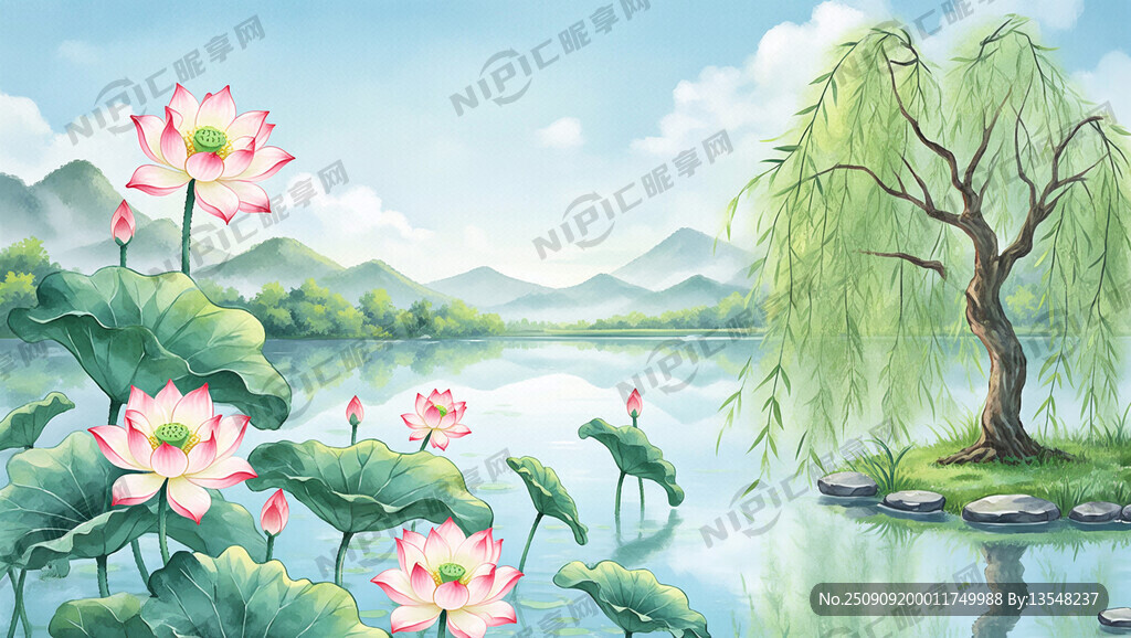 荷花        柳樹   