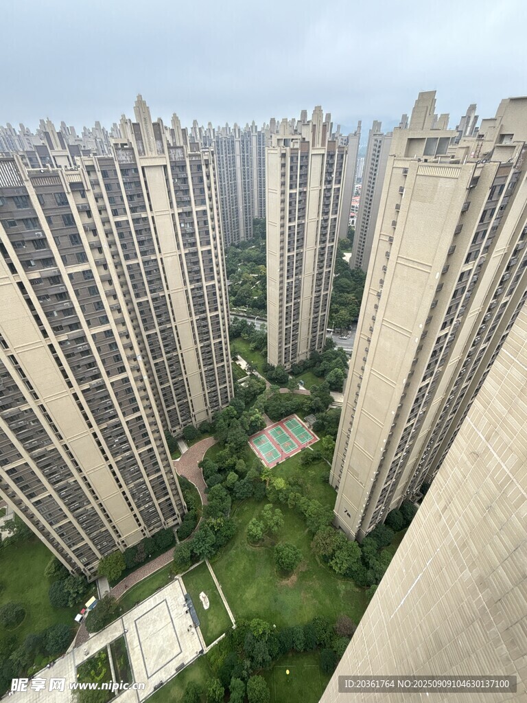 俯瞰林立高層住宅小區(qū)