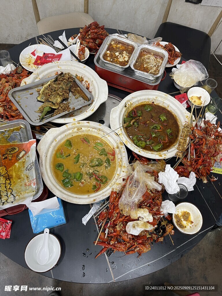 豐盛圓桌聚餐美食場(chǎng)景