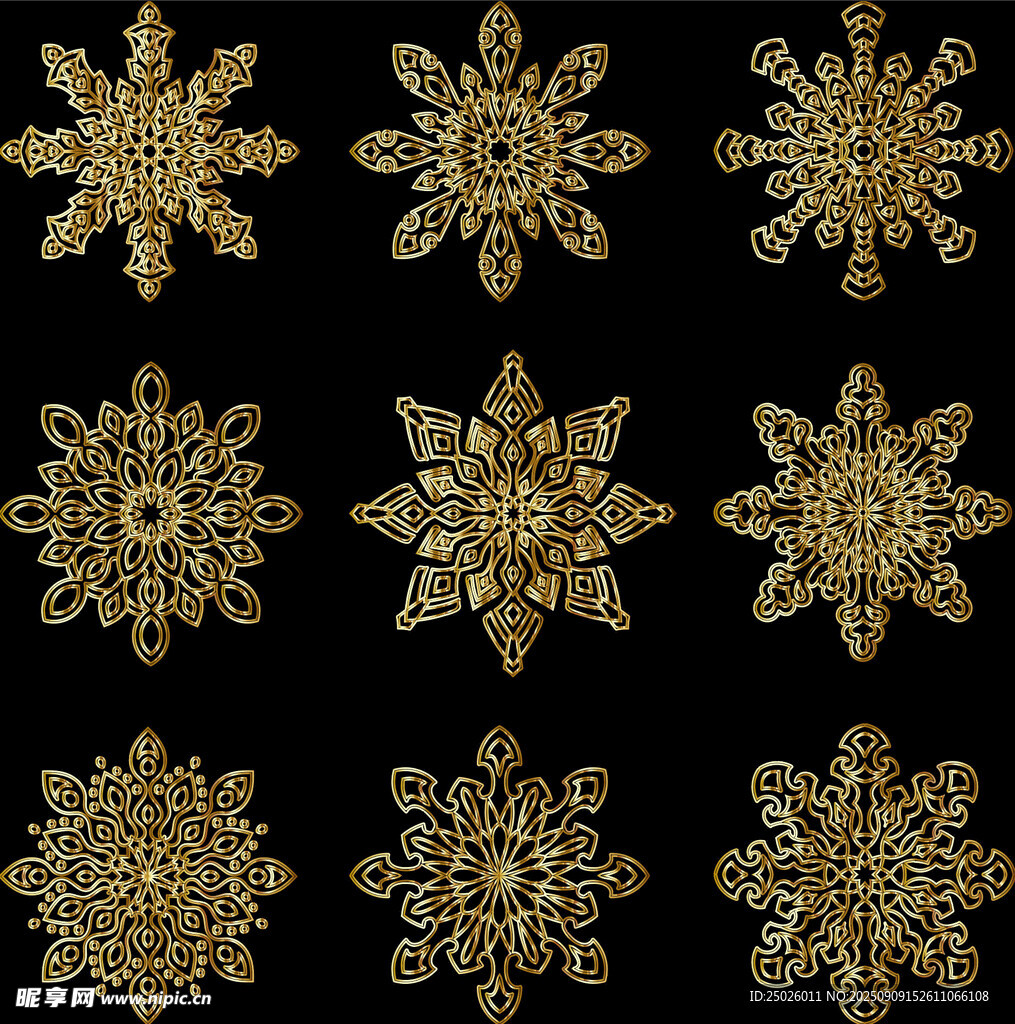 金色雪花圖案集合