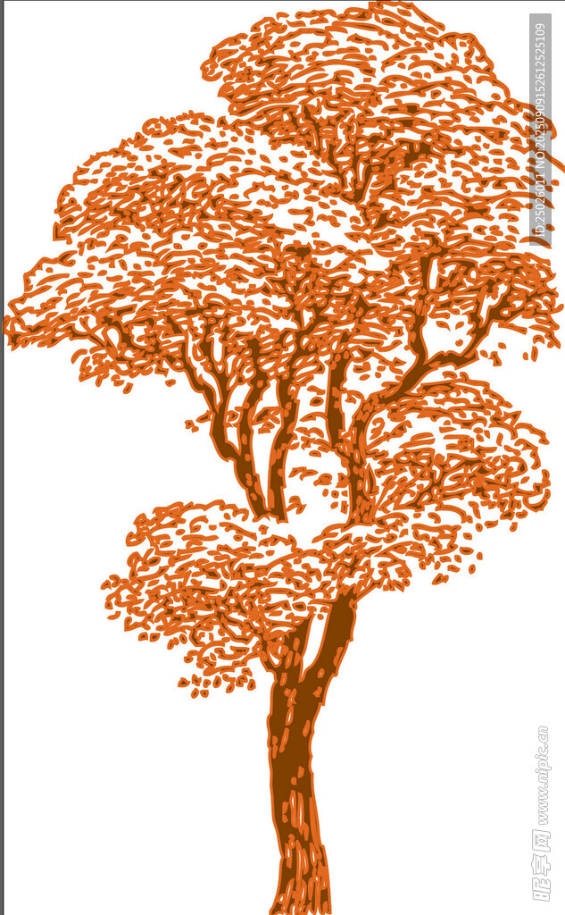 橙色樹木插畫