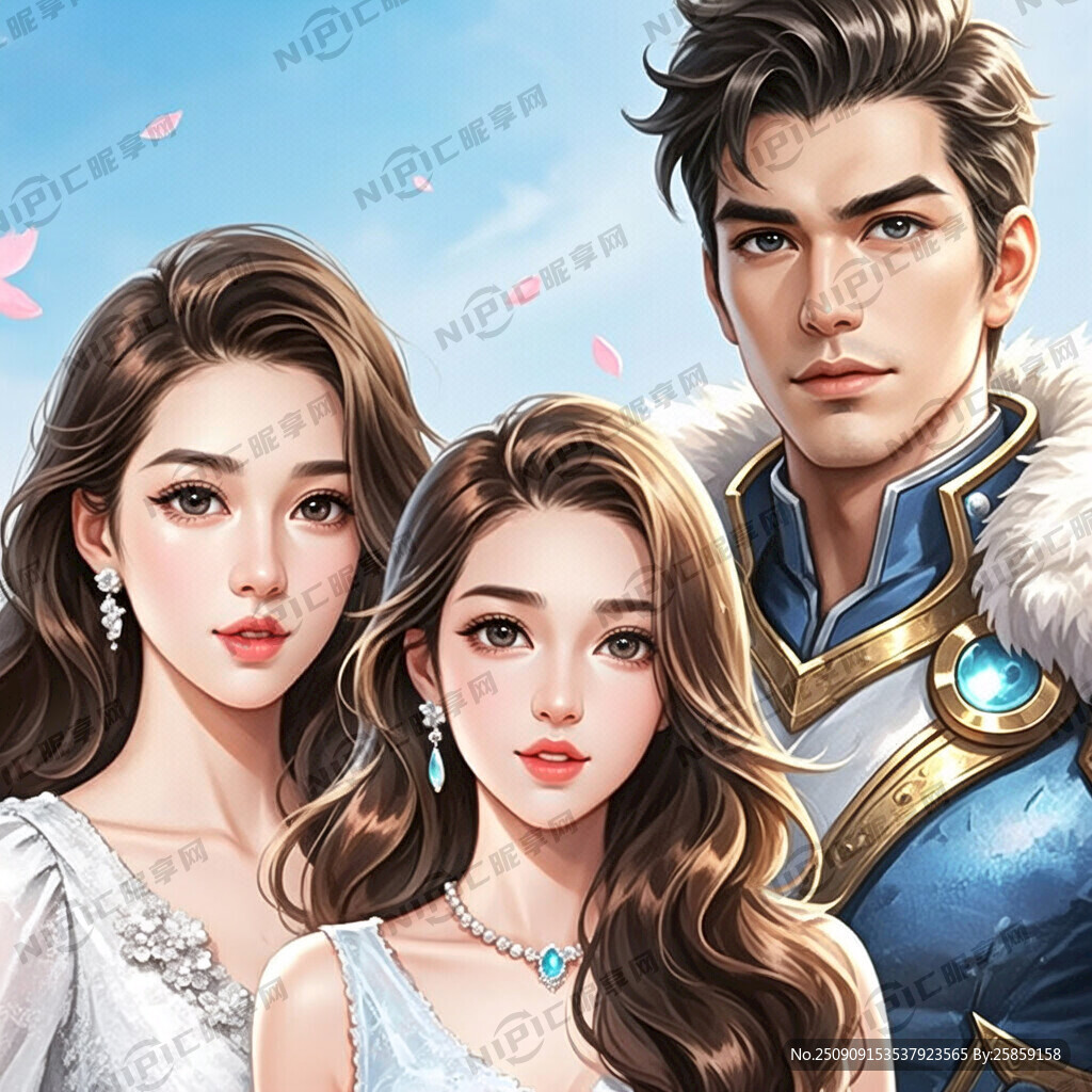 卡通人物 兩女一男 細節(jié)清楚