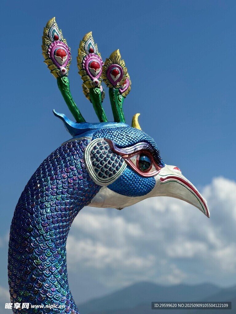 彩飾孔雀頭 