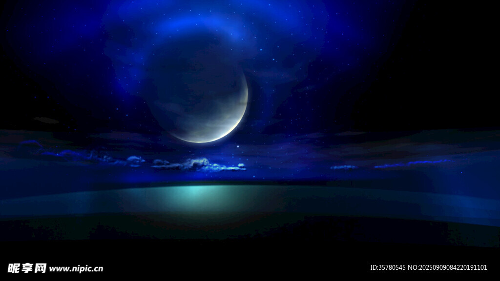 夜空中的彎彎新月