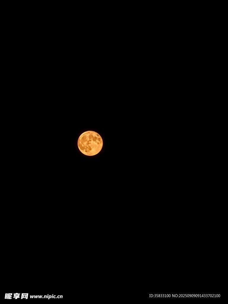夜空中的明亮圓月
