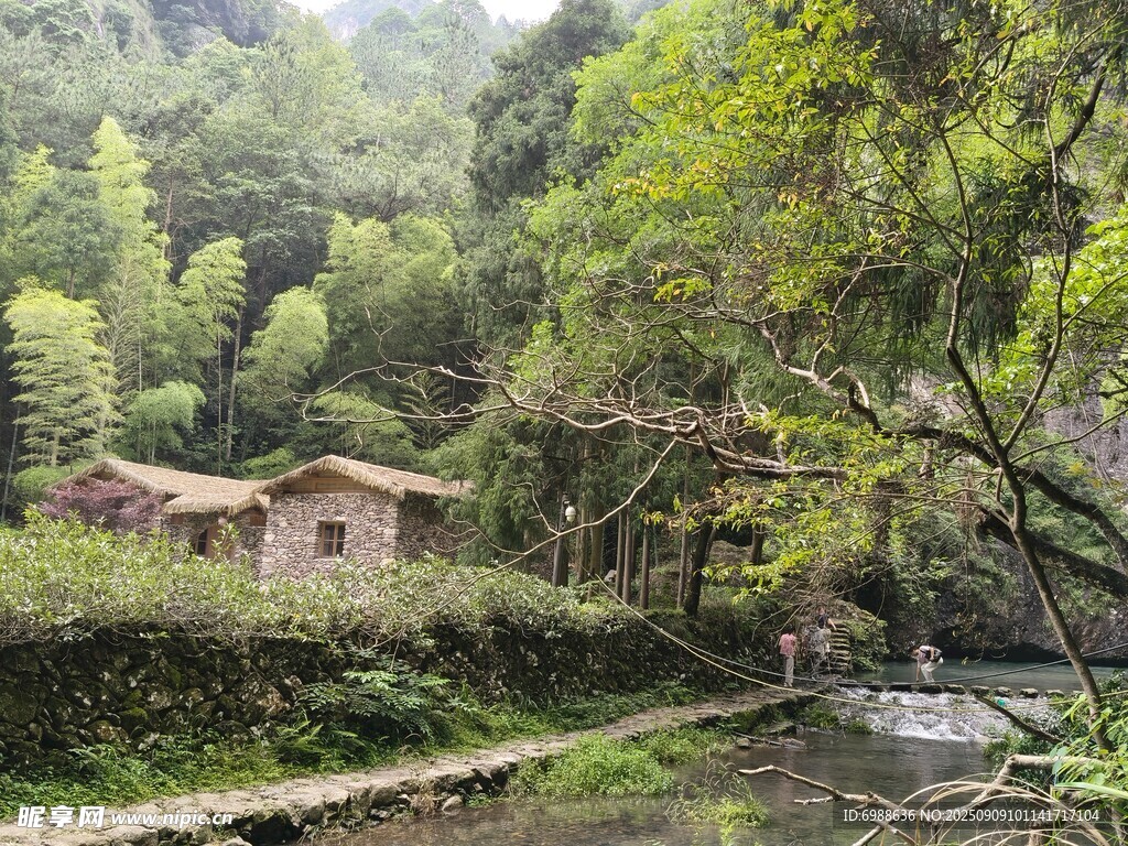 山間小屋靜謐自然之景