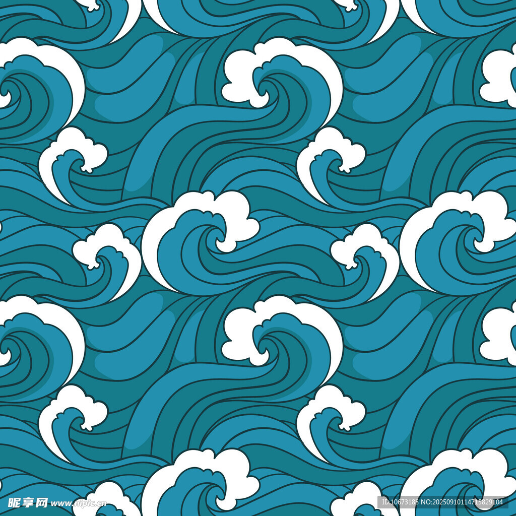 藍(lán)色海浪無縫圖案背景