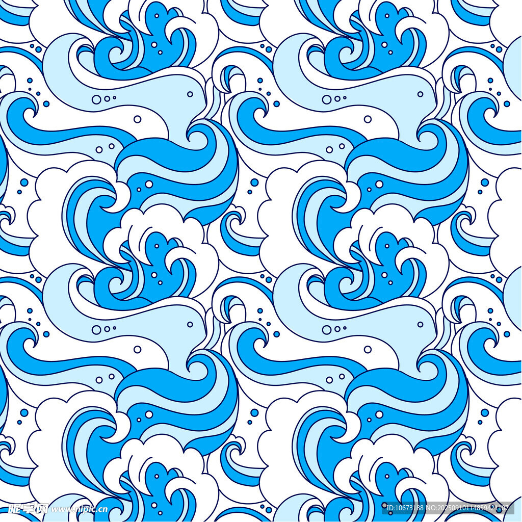 藍(lán)白海浪圖案背景紋理