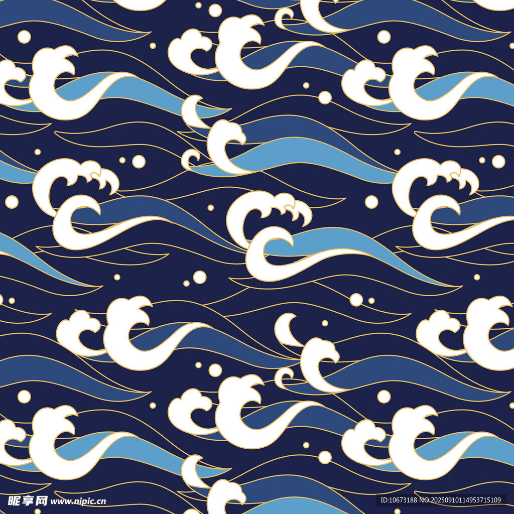 藍(lán)底海浪圖案設(shè)計(jì)