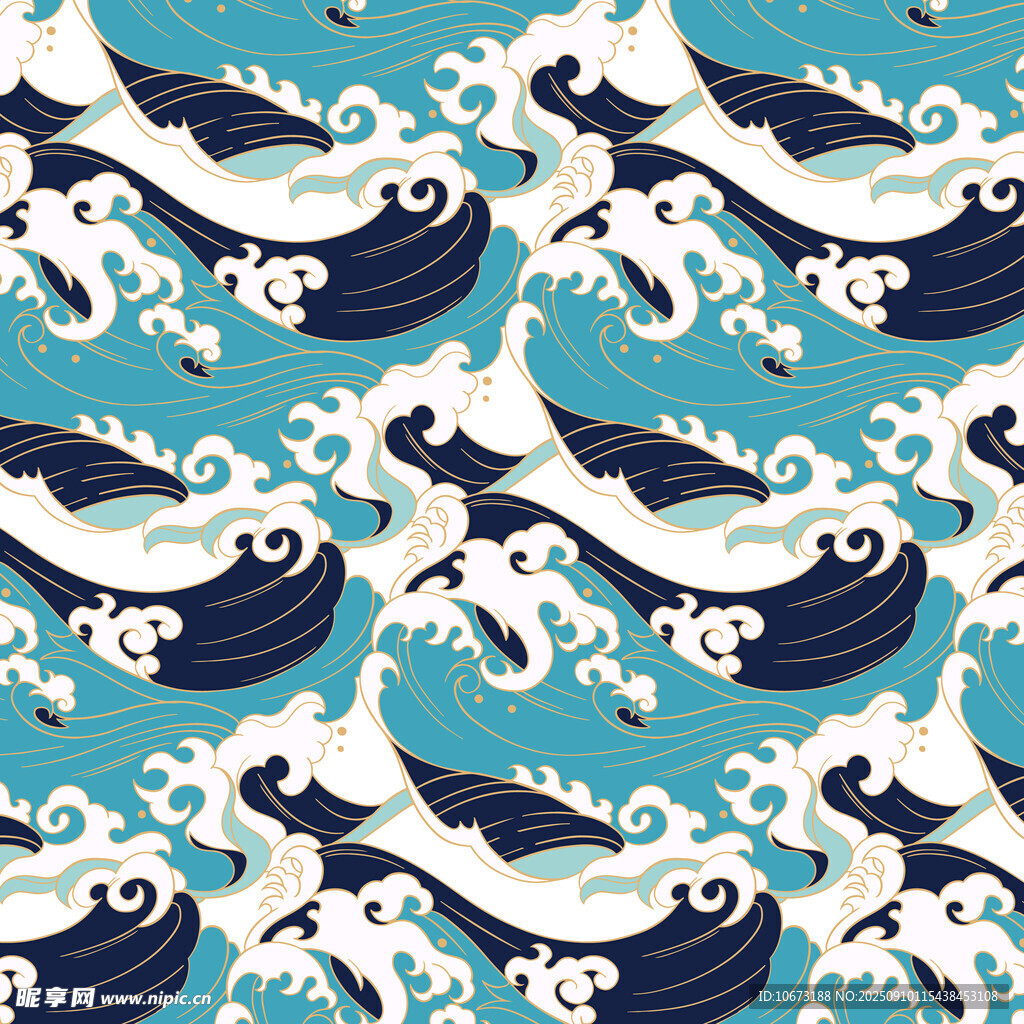 海洋風(fēng)鯨魚波浪圖案設(shè)計(jì)