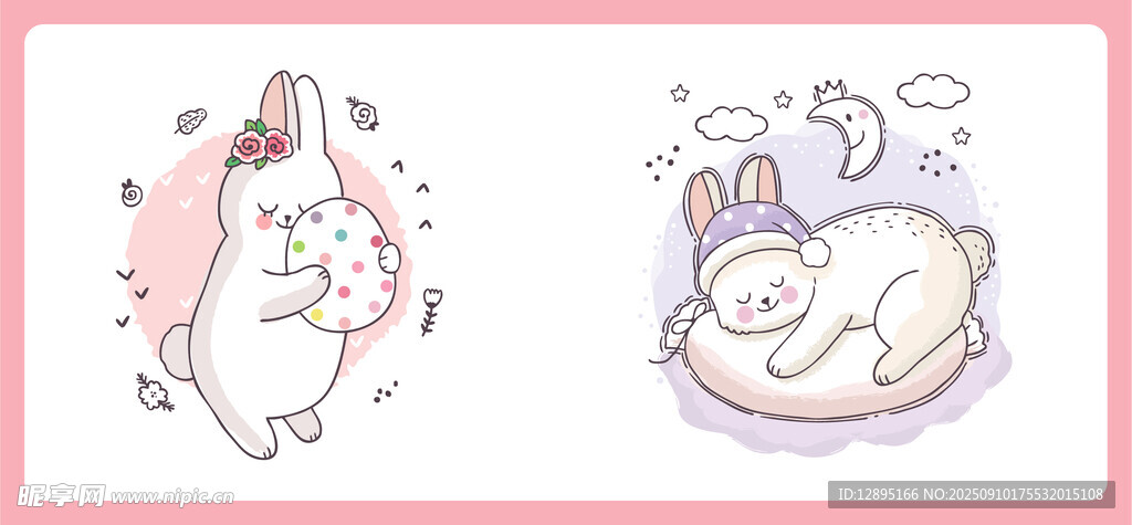 可愛貓咪睡眠主題插畫