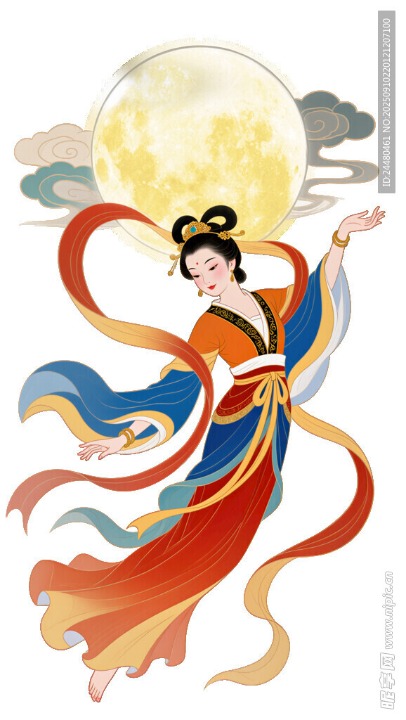 飛天神女伴明月起舞