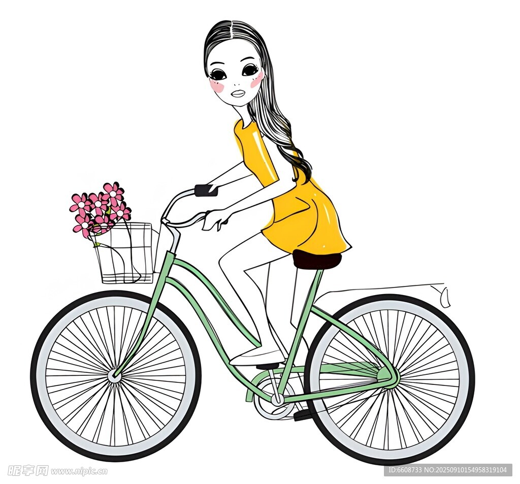 騎車少女與浪漫花籃