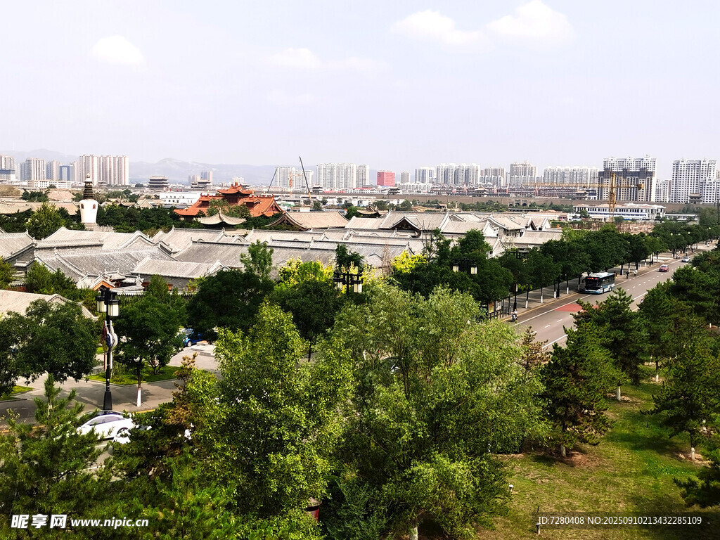 城市與綠樹(shù)相映的景致
