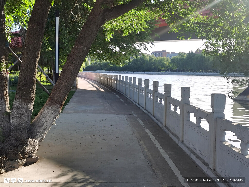 河邊林蔭小道風(fēng)景
