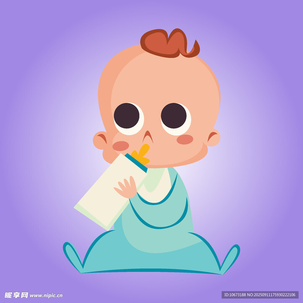 可愛寶寶坐著喝奶瓶