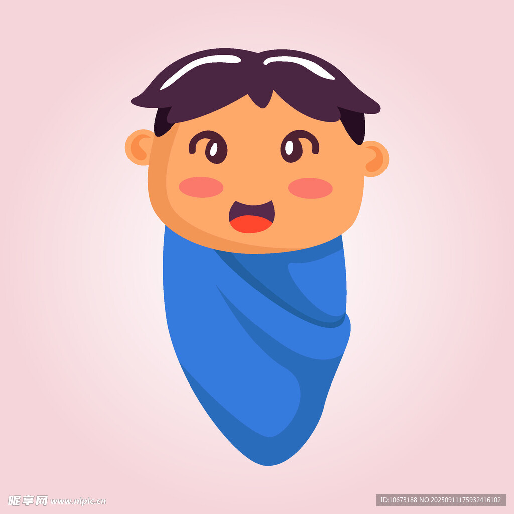 裹藍(lán)色襁褓的可愛(ài)寶寶