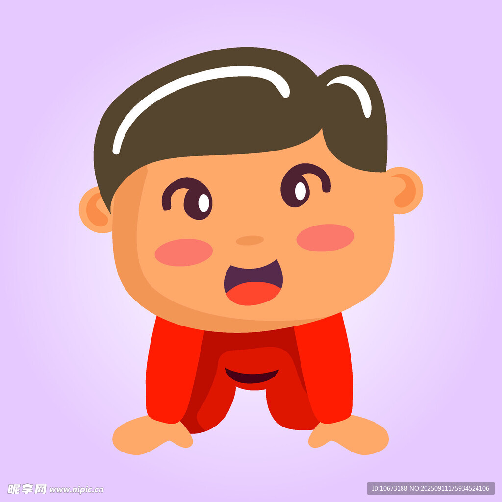 爬行的紅衣小男孩
