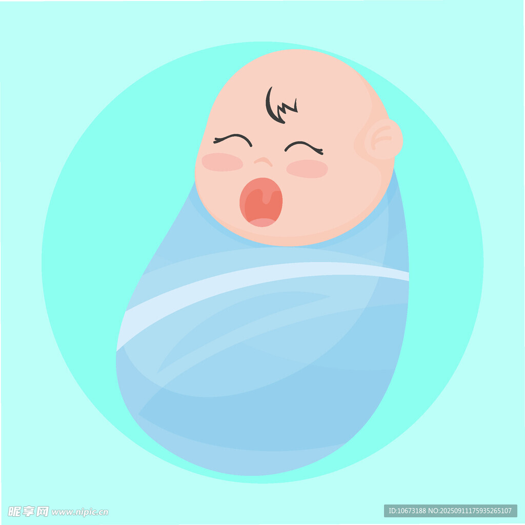 裹襁褓的可愛打哈欠嬰兒