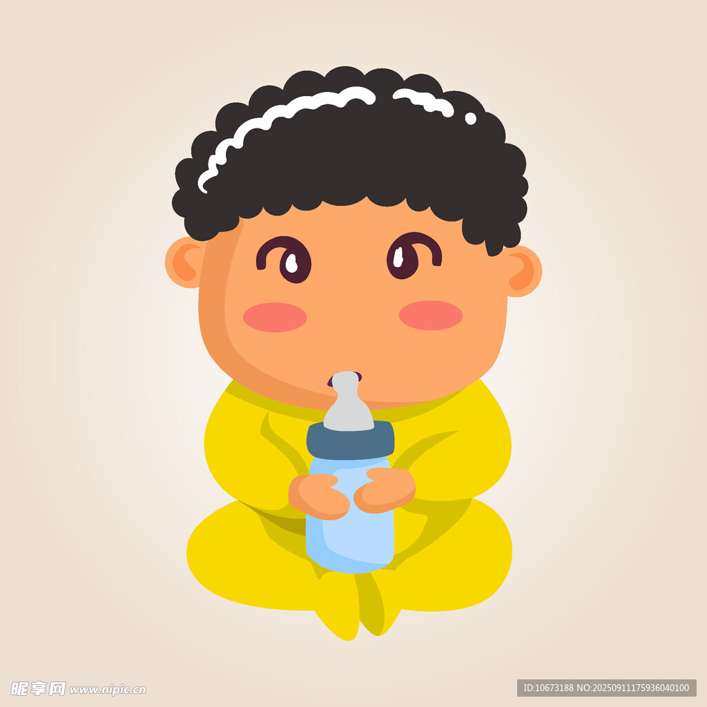可愛寶寶抱奶瓶