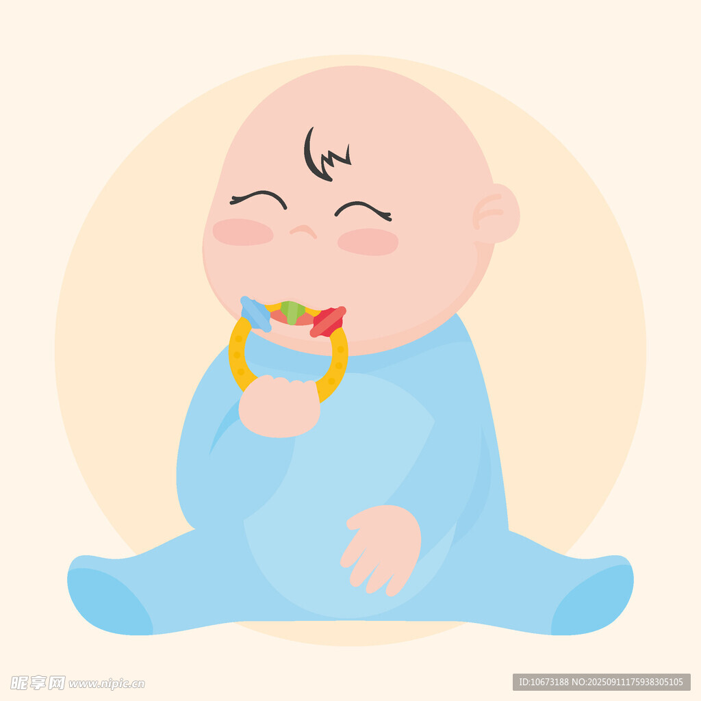 可愛寶寶咬彩色牙膠