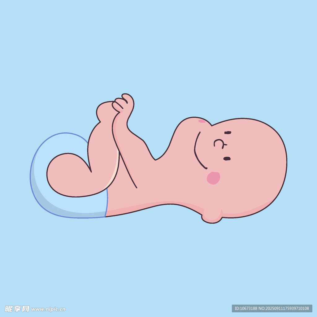 可愛躺臥嬰兒插畫
