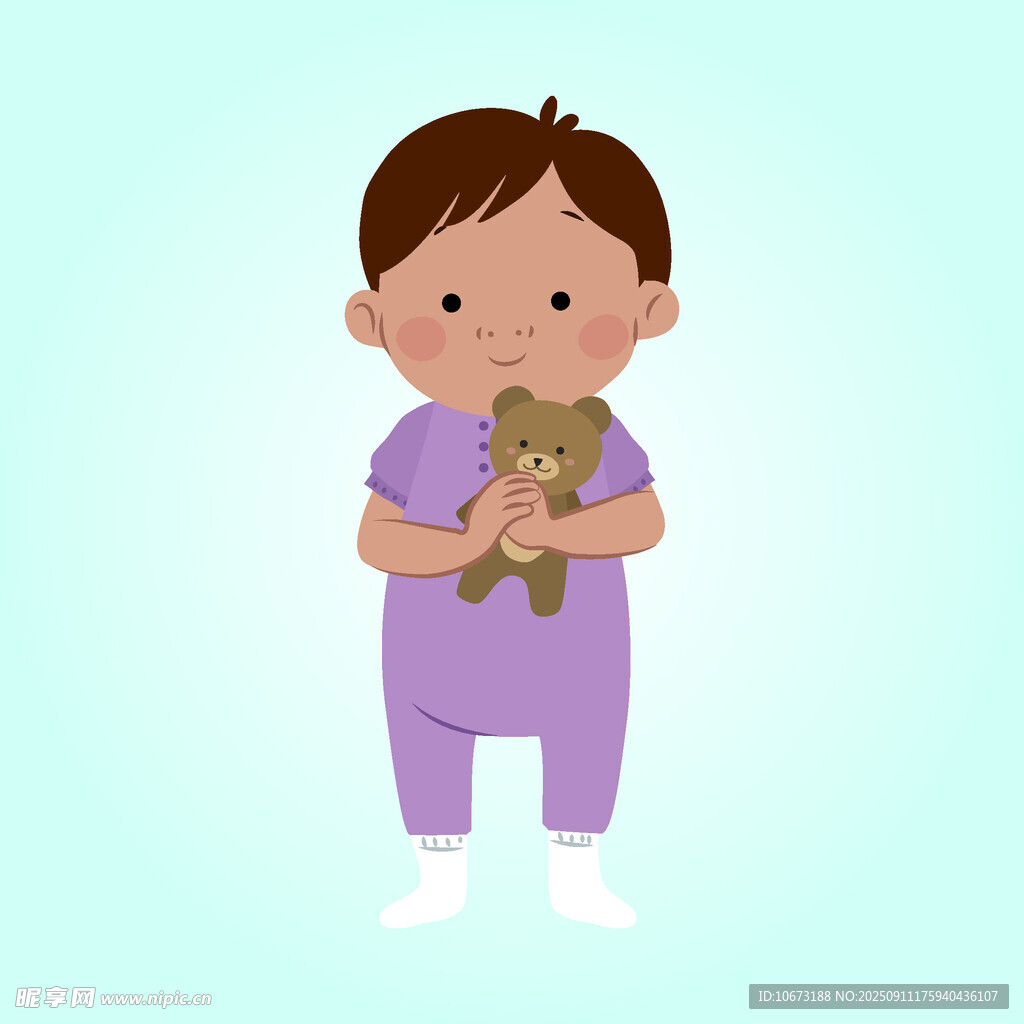 抱著玩偶的可愛小孩