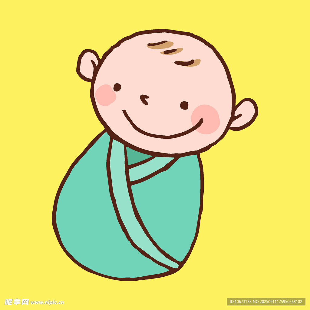 裹襁褓的可愛微笑小嬰兒